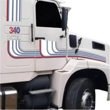 Imagem de Faixa Compatível Caminhão Power 340 1989 Adesivo Branco E Azul