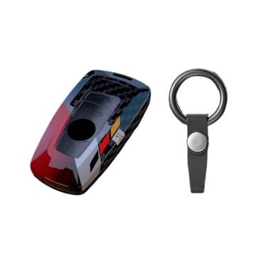 Imagem de Capa de chave de carro com textura de fibra de carbono, compatível com BMW Série 5, Série 3, Série 7, Lâmina x5x6 Quadrada x1x3, Fivela de chave(Type A with buckle)