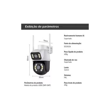 Imagem de Kit 3 Câmera Importada Wi-fi Smart  Lente Dupla Externa Cartão de Memória 128gb