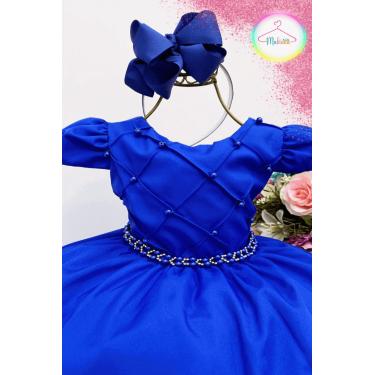 Imagem de Vestido Infantil Festa Nervura Azul Escuro
