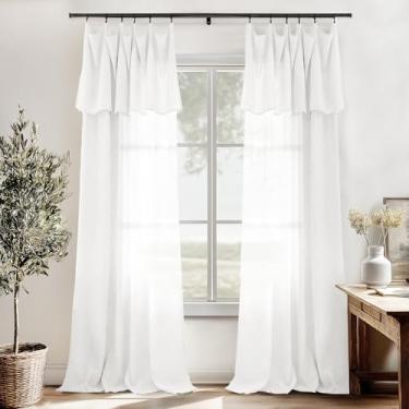 Imagem de Lino Rosa Cortina de armário para armário aberto, cortinas brancas transparentes boho para estética de quarto, pacote com 2