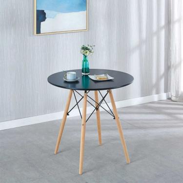 Imagem de Mesa Jantar Eames Eiffel 80cm  Redonda Madeira MDF TX Preto