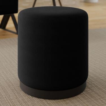 Imagem de Puff Banco Decorativo Orgânico Living Redondo Marí 41x46cm Veludo Preto - Abmaza