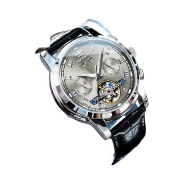 Imagem de Relógio Mecânico De Luxo Masculino OLEVS 6607 Com Pulseira De Couro, D