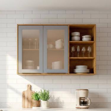 Imagem de Armário Aéreo 2 Portas Reflecta 3 Nichos 120 Cm Brilhante Cinamomo/Platina