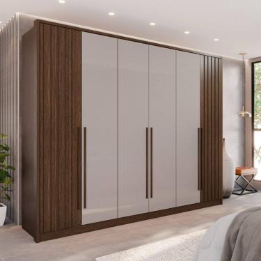Imagem de Guarda-roupa 6 Portas 6 Gavetas Anápolis Plus Ripado 100% Mdf New Canion/ Off White