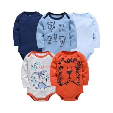 Imagem de Macacão De Algodão Para Bebês Meninos Recém-Nascidos, Body De Manga Lo