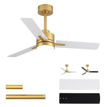 Imagem de Ventilador de Teto LANMEL 42" Dourado com Luz e 6 Velocidades Controle