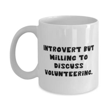 Imagem de Presentes de voluntariado baratos, Introvert but Willing to Discuss Volunteering, Mordaça 325 g Caneca para homens e mulheres