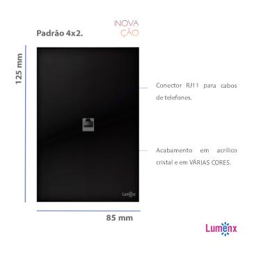Imagem de Placa Com Conector Rj11 4X2 Tok Glass Preto Lumenx
