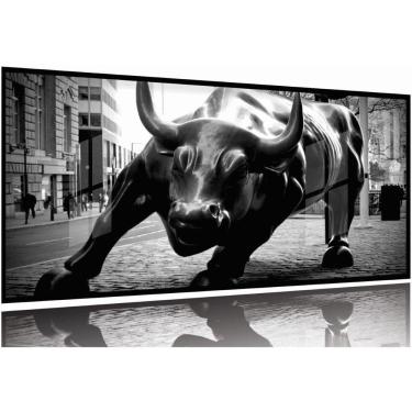 Imagem de Quadro Decoração Touro de Wall p&b Street 130x60 Moldura Preta 2x2