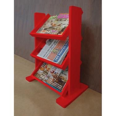 Imagem de Revisteiro De Piso Chão Porta Revistas Livros Vermelho Laca