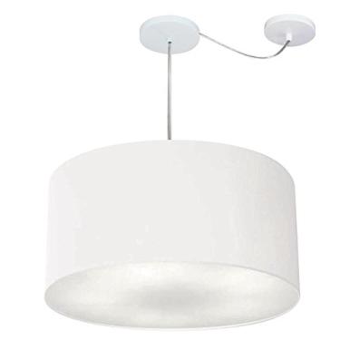 Imagem de Lustre Pendente com Desvio de Centro Cúpula Tecido 55x30 cm, Vivare Iluminação, Pendente4264 BR, Branco, Médio