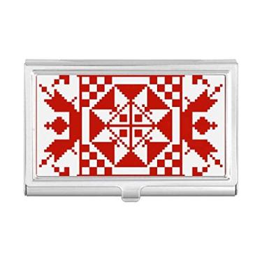 Imagem de Porta-cartões de visita com textura vermelha estilo mosaico Rússia