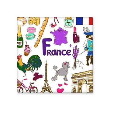 Imagem de Azulejo de cerâmica com a bandeira nacional da França Landscap Adesivo brilhante de tijolos esmaltados