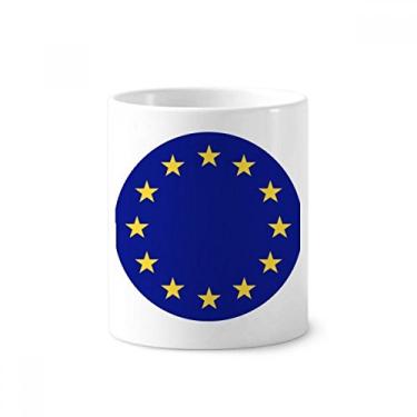 Imagem de Suporte para caneta com símbolo da Europa, bandeira nacional da Europa, copo de cerâmica branco, 355 ml