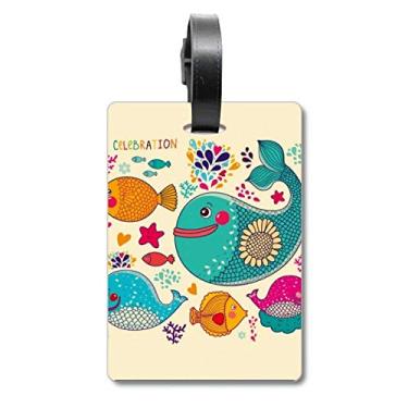 Imagem de Celebration Fish Colorful Ocean Bagcase Bag Tag Bagagem Cartão de Bagagem Etiqueta Scutcheon Etiqueta