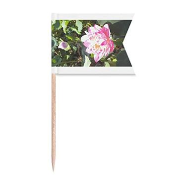 Imagem de Summer Lake Lotus Art Deco, bandeiras de palito de dente modernas, marcação de etiquetagem para bolo de festa, comida de queijo