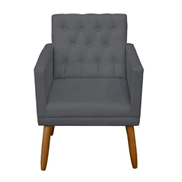 Imagem de Poltrona MOBLAN Decortaiva para sala de Estar Moderna em Destaque Estofada Poltronas para Sala de Leitura manicure em Tecido Cadeira Individual resistente e Pernas de Madeira (1, Cinza)