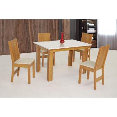 Imagem de Conjunto Mesa com 4 Cadeiras Elane Móveis São Carlos Freijo Off White