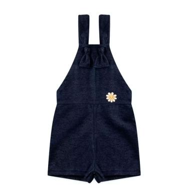 Imagem de Jardineira de Bebe e Infantil Feminina Moletom ecologico Jeans