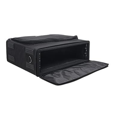 Imagem de Sound Town Bolsa portátil 3U, estojo macio para rack com profundidade de rack de 35,56 cm, moldura de madeira compensada, alça de ombro, bolso para acessórios (STRB-316B)