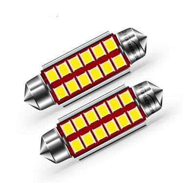 Imagem de Ruiandsion Lâmpada de LED de 36 mm CC 12 V 2835 12 SMD Chips Canbus Livre de Erros 6418 DE3423 C5W Lâmpadas de LED de Festão de Substituição para Luzes de Mapa Interno do Carro, Branco (pacote com 2)