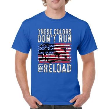 Imagem de Camiseta masculina These Colors Don't Run They Reload 2nd Amendment 2A Second Right American Flag Don't Tread on Me, Azul, G