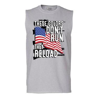 Imagem de Camiseta masculina These Colors Don't Run They Reload Muscle 2nd Amendment 2A Don't Tread on Me Second Right American Flag, Cinza, G
