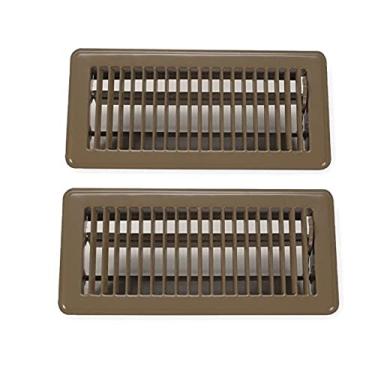 Imagem de Rocky Mountain Goods Tampa de ventilação para piso doméstico 10 cm x 30 cm (pacote marrom com 2) - Metal resistente - Saídas de ar de registro de piso andáveis - Fluxo de ar de fácil ajuste