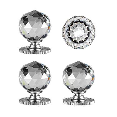 Imagem de CcHhyyt Puxadores autoadesivos de cristal puxadores de armário 1-3/5 polegadas 40 mm de diâmetro puxador de substituição com adesivo para armário espelho armário janela vidro gaveta porta deslizante