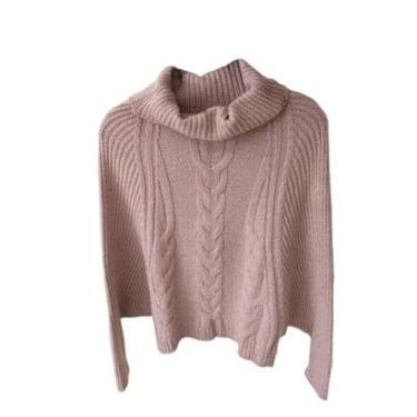 Imagem de Poncho Feminino Tricot Linha Mousse Manga Longa Inverno Frio-Feminino