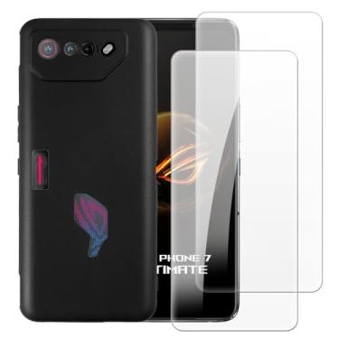 Imagem de Shantime Capa compatível com Asus ROG Phone 7 + [2 unidades] película protetora de tela de vidro temperado - silicone TPU flexível macio para Asus ROG Phone 7 (6,7 polegadas) (preto)