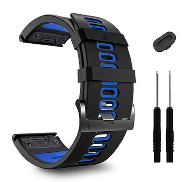 Imagem de ZPJPPLX Pulseiras de relógio Garmin, de silicone macio, de ajuste rápido, de 26 mm, para Fenix 7X/Enduro/Fenix 6X Pro/Fenix 6X/Fenix 5X Plus/Fenix 3/Fenix 3 HR/Descent Mk1/D2 Delta PX/Tactix Delta, 26
