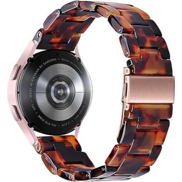 Imagem de MaKTech 20mm Faixa de Resina Leve com Fecho de aço para Samsungg Galaxy Watch 7 FE 6 5 4,40/42/43/44/45/46/47mm,Huawei GT 4/3-41/42mm (Tom de Tartaruga)
