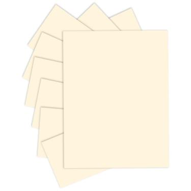 Imagem de 50 folhas de cartolina grossa, cartolina em branco de 250 g/m2 para convites, para projetos de bricolage, confecção de cartões, impressão, cartões postais, fotos (creme, 12,7 x 18 cm)