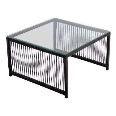 Imagem de Mesa De Centro Quadrada Com Tampo De Vidro Santiago Preto