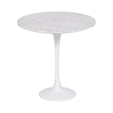 Imagem de Mesa Saarinen Lateral Carrara 42cm - Base Branca