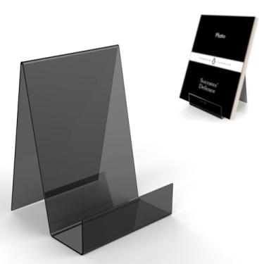 Imagem de Boloyo Suporte de acrílico para livros com borda, 6 peças de cavalete de acrílico preto, suporte de tablet transparente para exibir fotos, livros, folhas de música, cadernos, obras de arte, CDs, etc. (preto 6 peças grande)