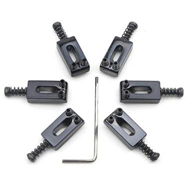 Imagem de Swhmc Pacote com 6 selas pretas para ponte para guitarra elétrica Tremolo Fender Stratocaster Tele Telecaster Bridge Roller Vibrato Pull String Guitarra elétrica