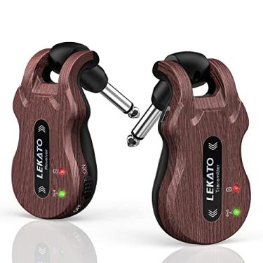 Imagem de LEKATO Sistema de guitarra sem fio 5.8 receptor transmissor de guitarra sem fio recarregável receptor transmissor sem fio 4 canais alcance de transmissão para guitarra elétrica baixo (grão)