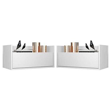 Imagem de Kit c/ 2 Mesas de Cabeceira 80 cm Suspensa Multimóveis Branca