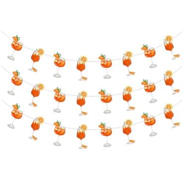 Imagem de kreat4joy Margarita Decorações de festa, 3 peças Aperol Feeling Spritzy Bar Banner Guirlanda laranja pré-amarrada retrô para coquetel tema Margarita verão praia piscina despedida de solteira decoração