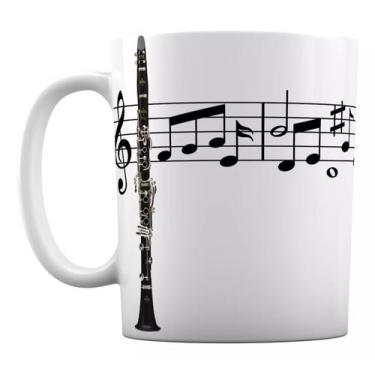 Imagem de Caneca Instrumento Clarinete Clarineta Notas Musicais - GM HIRAOKA