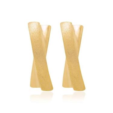 Imagem de Brincos banhado ouro 3x 24k 18k e 22k feminino pequenos formato x romm
