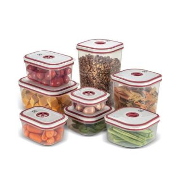 Imagem de Potes Herméticos Electrolux de Plástico Vermelho/ Branco Retangular co