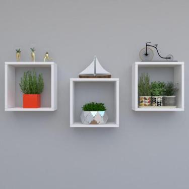 Imagem de Kit com 3 nichos decoração para Sala Branco 30x30x12cm - Móveis Novo E