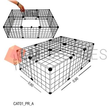 Imagem de Cercadinho Aramado Preto com Teto Para Pet - 0,90 x 0,30 x 0,60m - LM 
