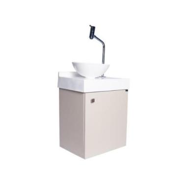 Imagem de Gabinete Banheiro 1 Porta Titânio Trama - Du'Arte Marcenaria, Sobrepos