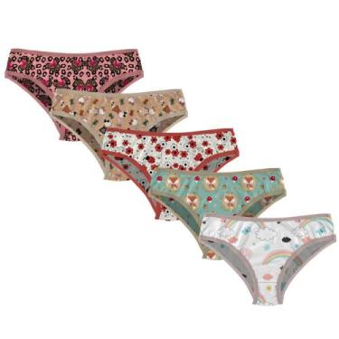 Imagem de kit 5 Calcinhas infantil em Algodão 1 a 8 anos Menina kit Calcinha beb